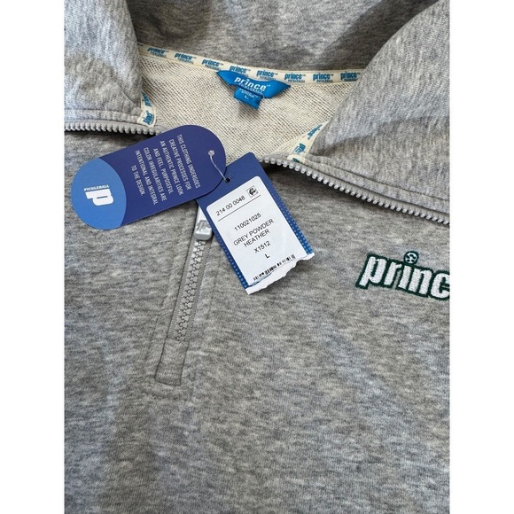 Prince Pickleball Women's Quarter Zip Cropped Pullover Sweater Grey - Picture 3 of 5